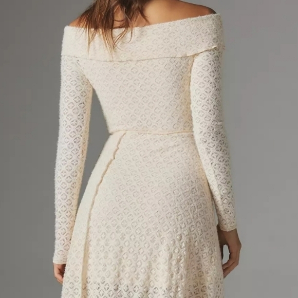 Urban Outfitters Yaya Asymmetrical Off the Shoulder Midi Dress in Lace NWT - Picture 8 of 14